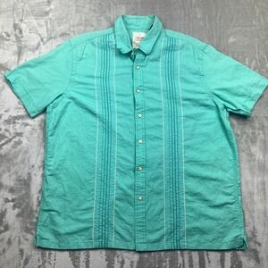 Tasso Elba Island Linen Blend Shirt Guayabera Cuban Camp Casual XL Boho‎ Beach